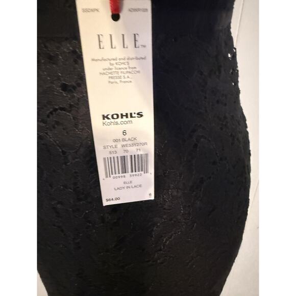 Elle Dress Womens 6 Black Lace Short Sleeve Sheath Little Black Dress Party New - Picture 10 of 11